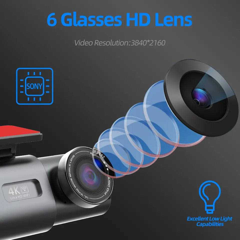 Dashcam 4K UHD Acceo B53P – Capteur Sony, Vision Nocturne, WiFi, GPS, Surveillance 24H