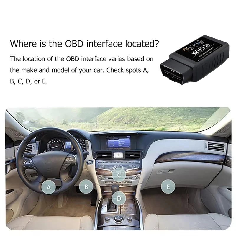 Lecteur de Code OBD2 WiFi ELM327 – Diagnostic Voiture iOS & Android, Compatible Tous Véhicules