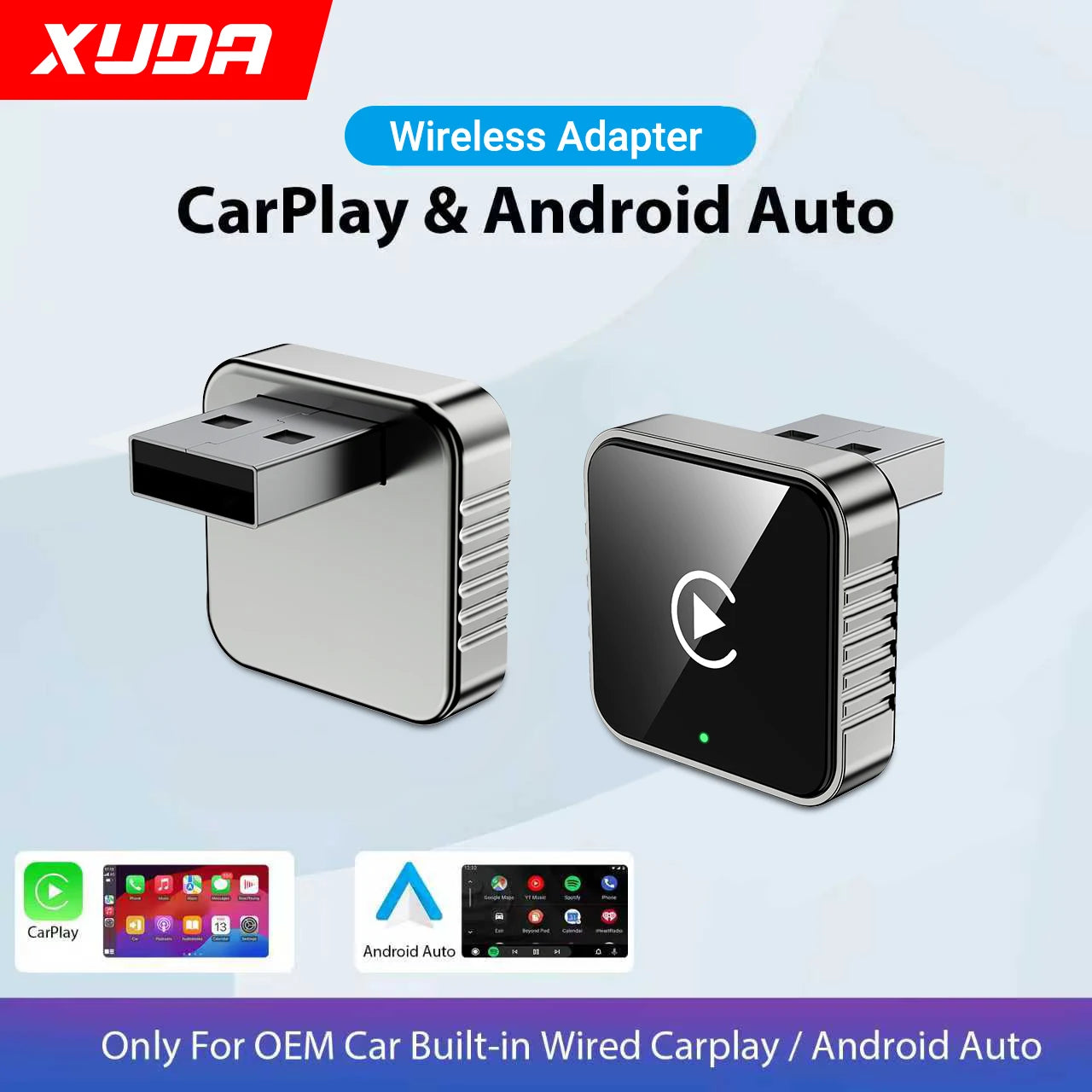 Adaptateur CarPlay & Android Auto Sans Fil XUDA – Plug & Play, Compatible Autoradio OEM