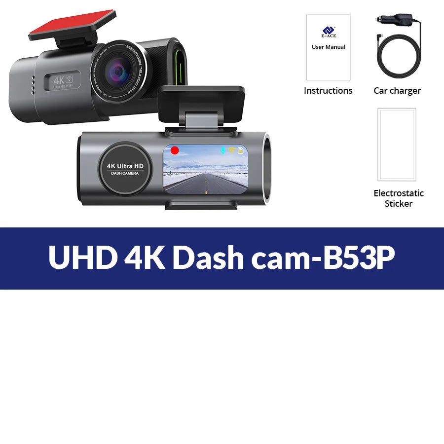Dashcam 4K UHD Acceo B53P – Capteur Sony, Vision Nocturne, WiFi, GPS, Surveillance 24H