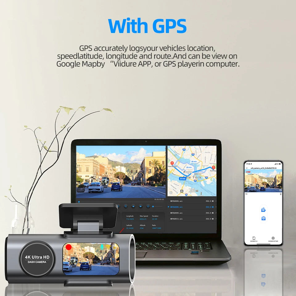 Dashcam 4K UHD Acceo B53P – Capteur Sony, Vision Nocturne, WiFi, GPS, Surveillance 24H