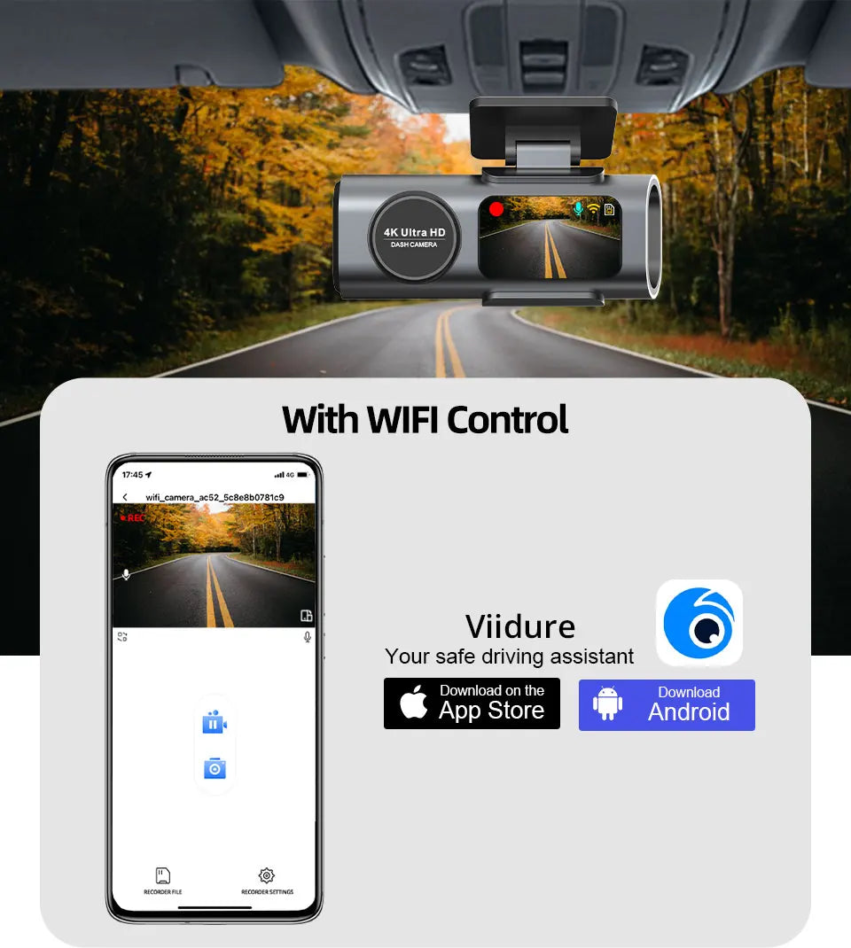 Dashcam 4K UHD Acceo B53P – Capteur Sony, Vision Nocturne, WiFi, GPS, Surveillance 24H