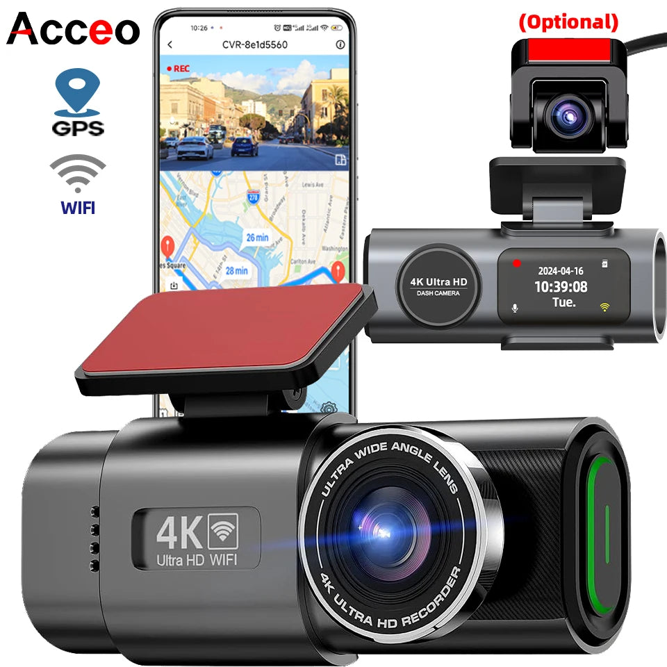 Dashcam 4K UHD Acceo B53P – Capteur Sony, Vision Nocturne, WiFi, GPS, Surveillance 24H